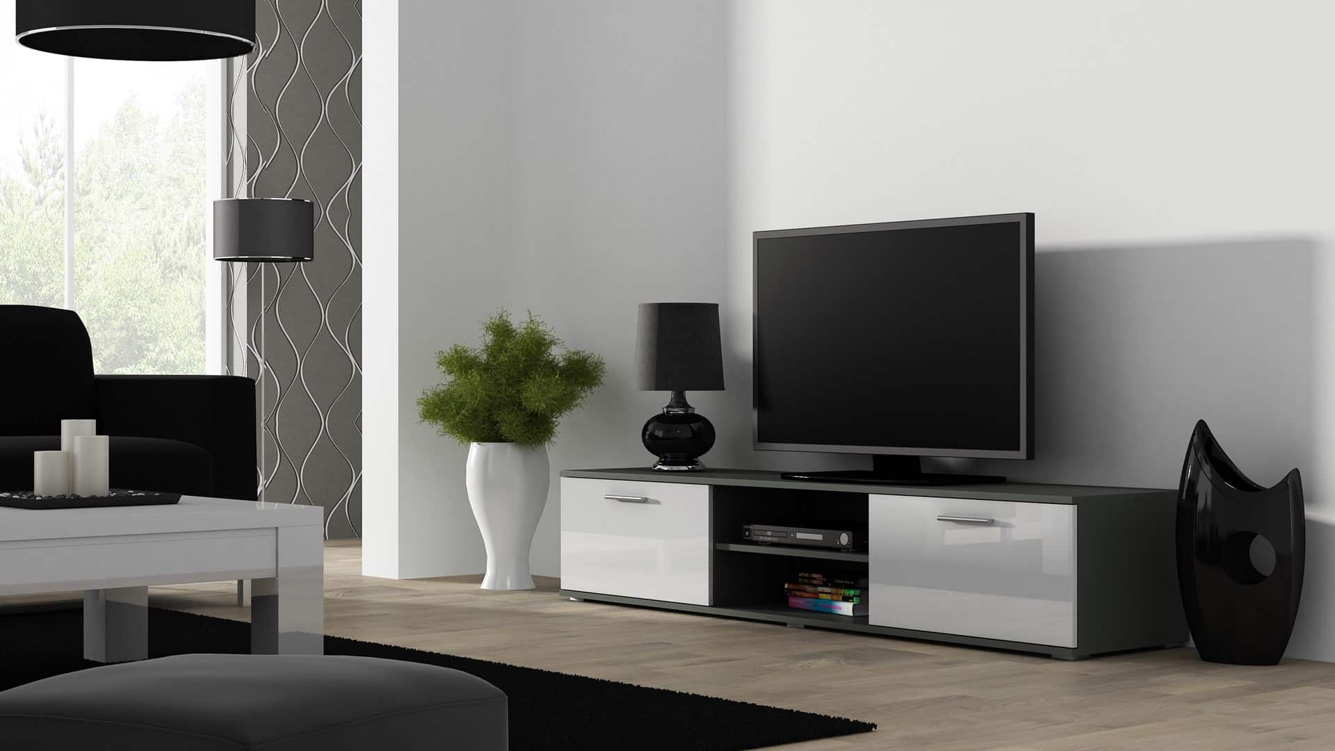 Szafka RTV SOHO 180 szary/biały połysk — zdjęcie 1 z 8
