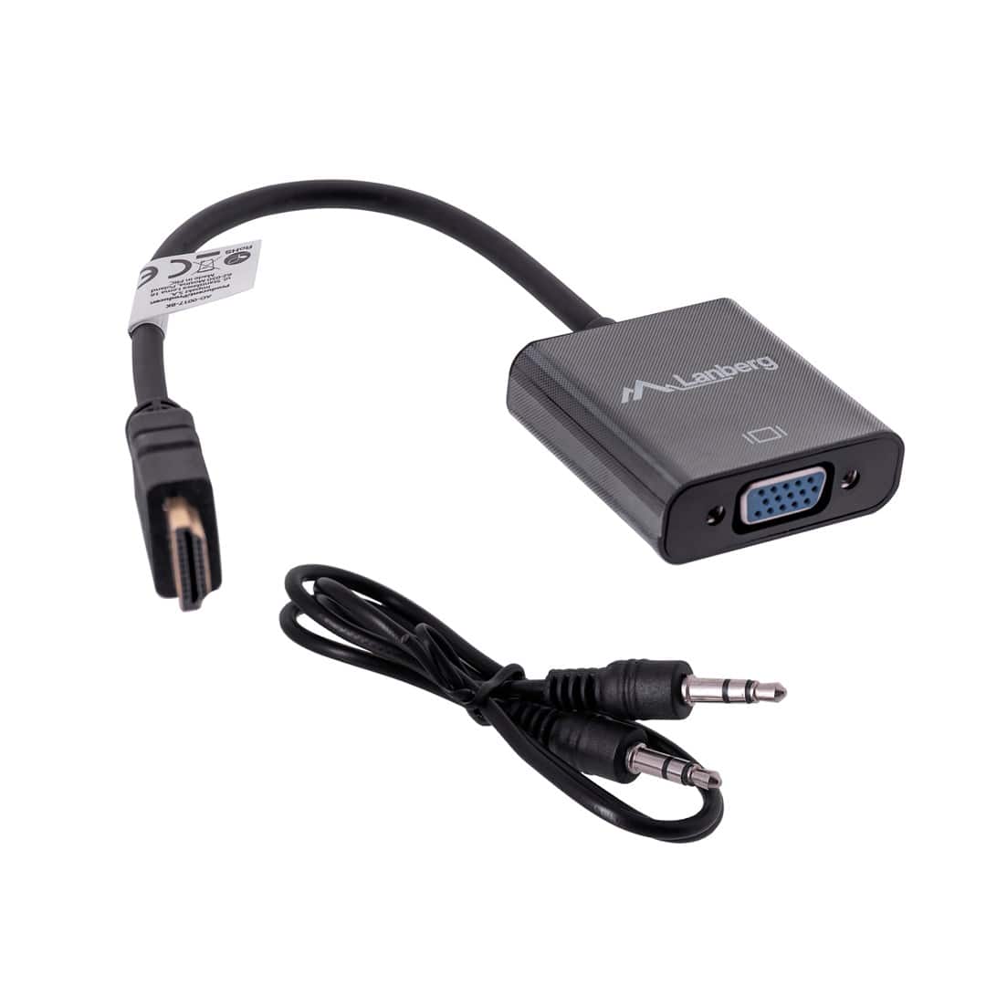 Adapter Lanberg AD-0017-BK (HDMI M - D-Sub (VGA) F; 0,20m; kolor czarny) — zdjęcie 1 z 7