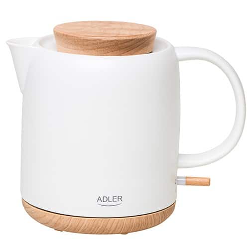 Czajnik elektryczny ADLER AD 1304, 1 l, ecru, drewniany, 1200 W — zdjęcie 1 z 8