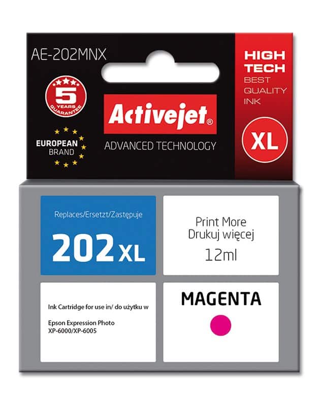 Activejet AE-202MNX Tusz, Zamiennik Epson 202XL, 12ml, Czerwony