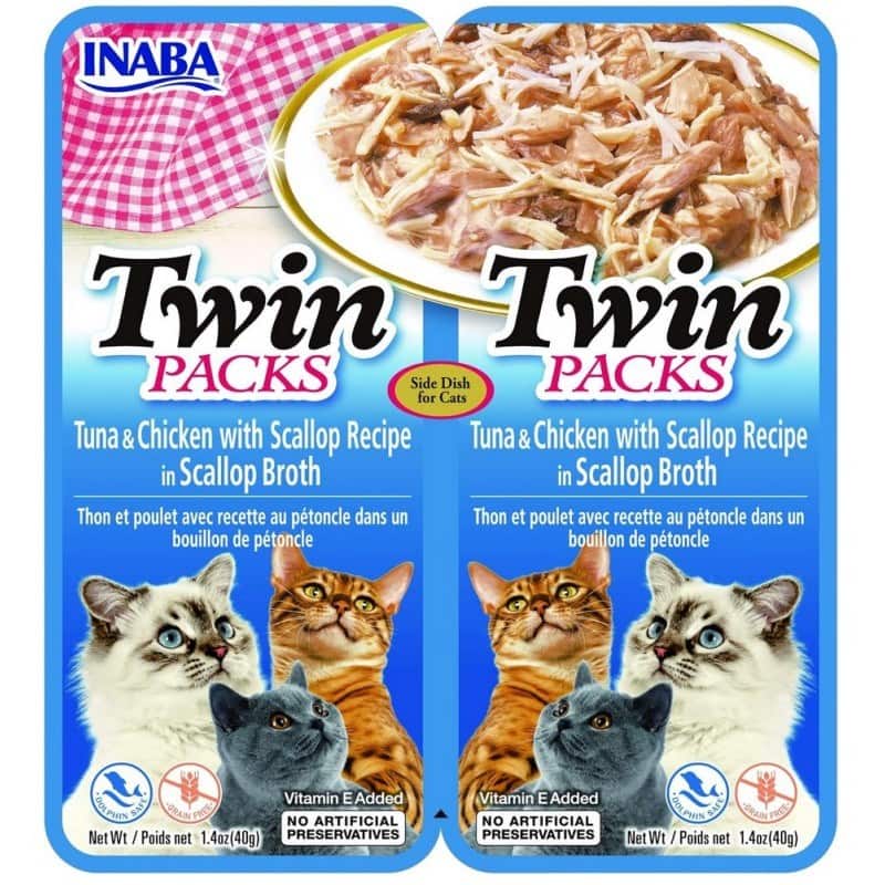 INABA Cat Twin Tuńczyk&Kurczak przegrzebki - Przysmak dla kotów -  2x40g