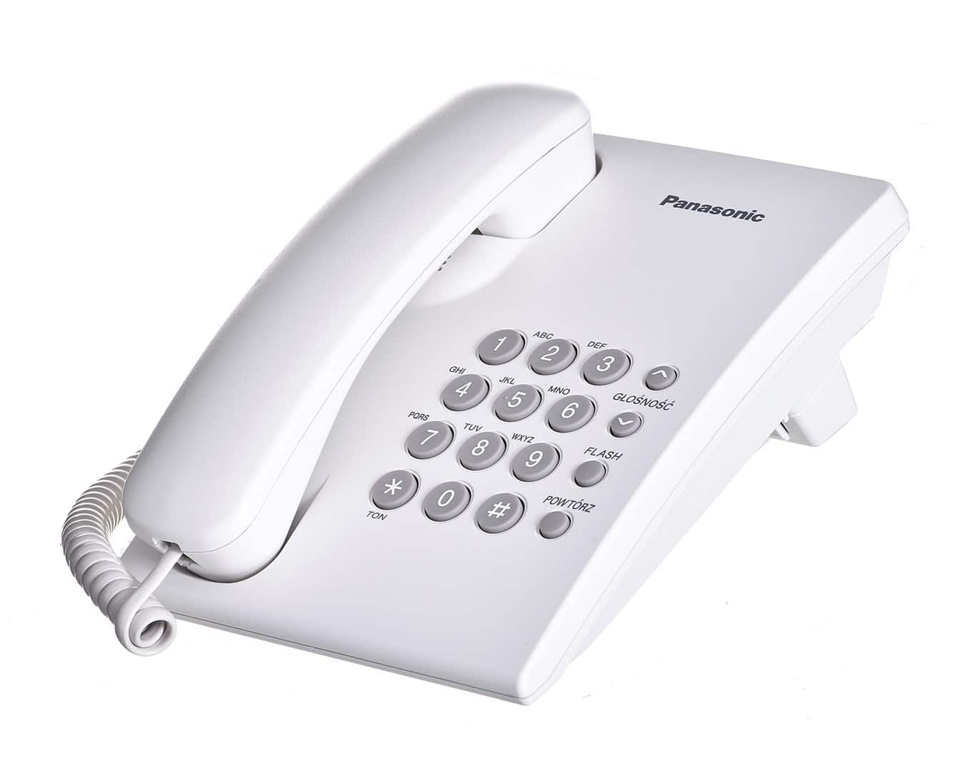 Telefon przewodowy Panasonic KX-TS 500PDW Biały — zdjęcie 1 z 4