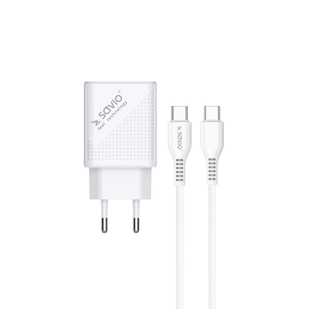 SAVIO ŁADOWARKA SIECIOWA USB QUICK CHARGE POWER DELIVERY 3.0 18W 1M CABLE LA-05 — zdjęcie 1 z 7
