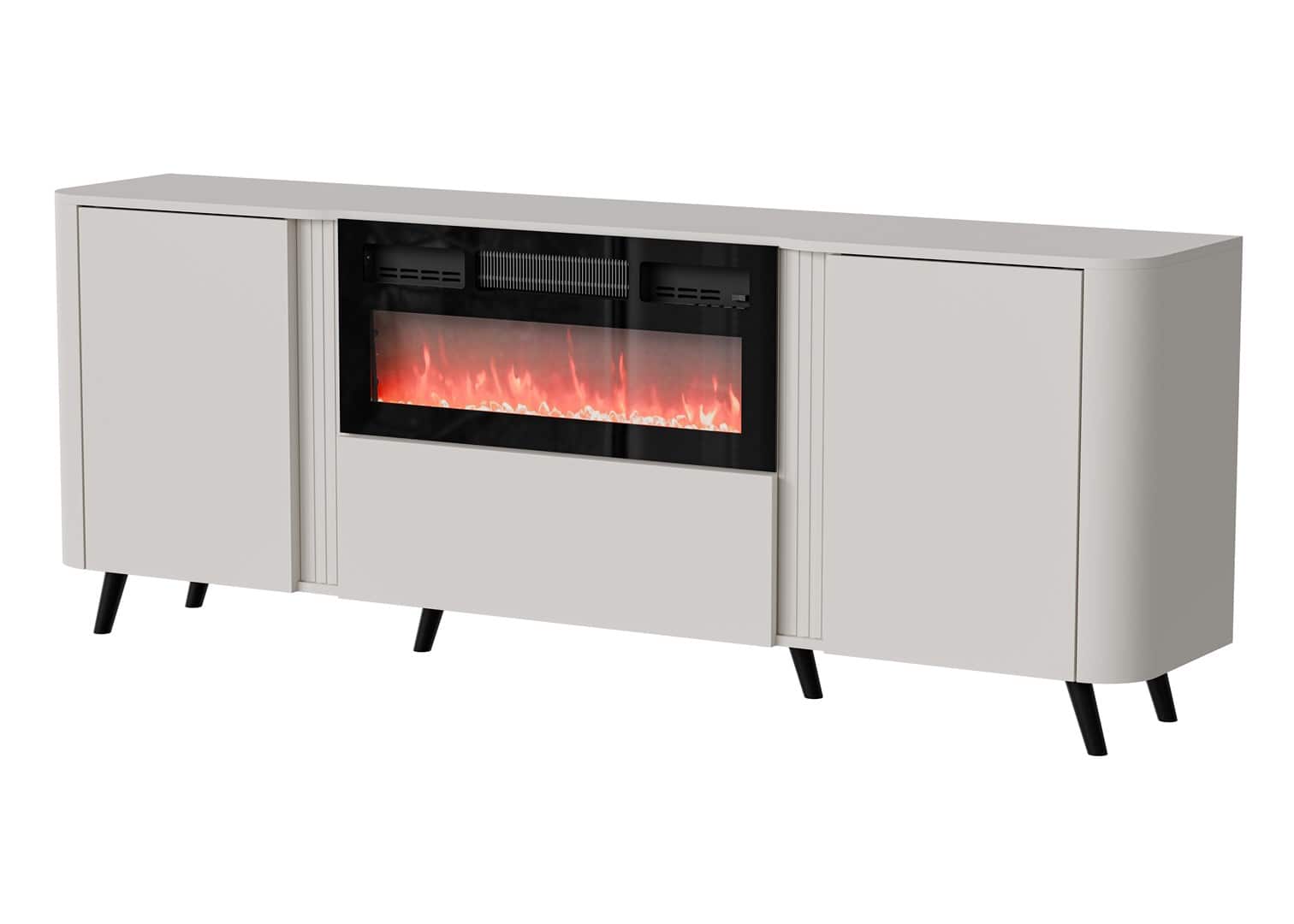 Komoda VOLARE 200x39x75 kaszmir + kominek — zdjęcie 1 z 3