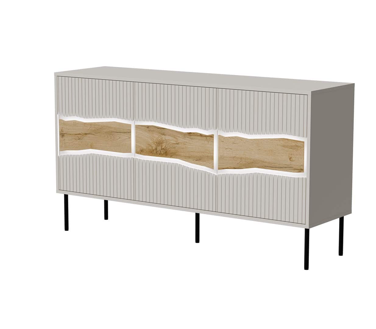 Komoda INSERTO 3D 143,5x40x80 kaszmir + LED — zdjęcie 1 z 7