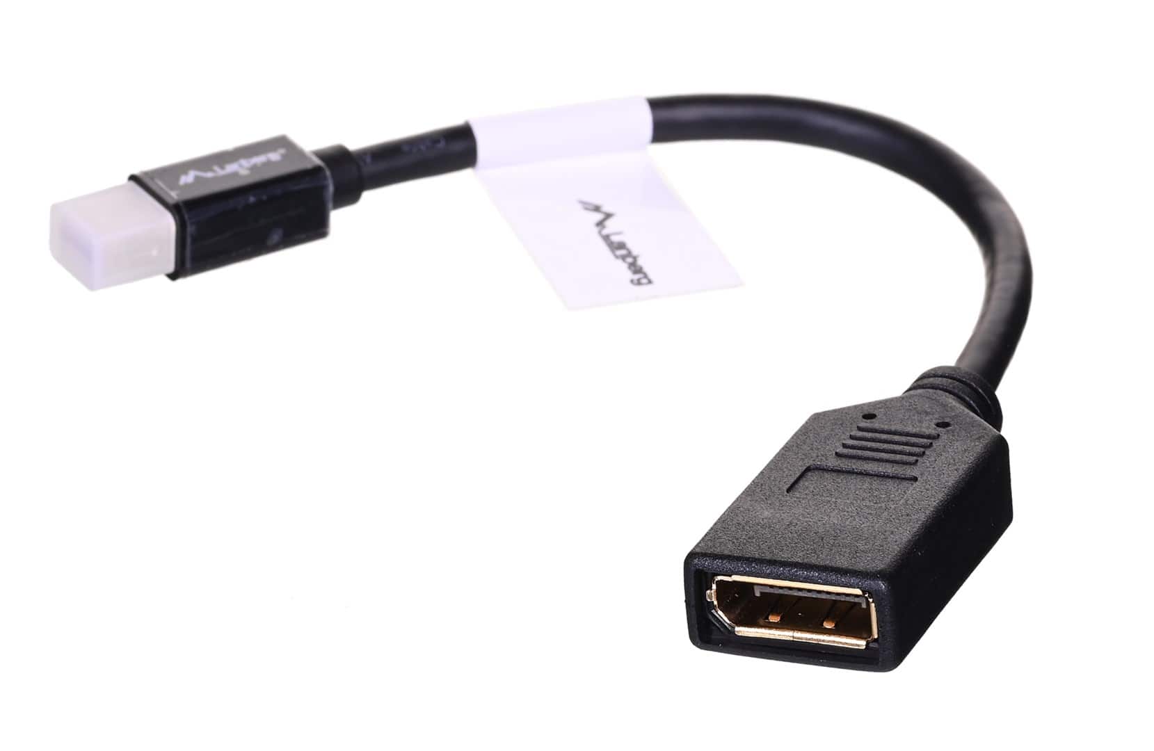 Adapter Lanberg AD-0003-BK (Mini DisplayPort M - DisplayPort F; 0,10m; kolor czarny) — zdjęcie 1 z 4