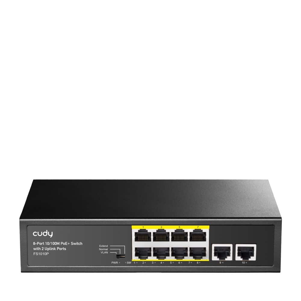 Switch CUDY FS1010P 8-Port 10/100M PoE+ 120W 2xUplink — zdjęcie 1 z 5