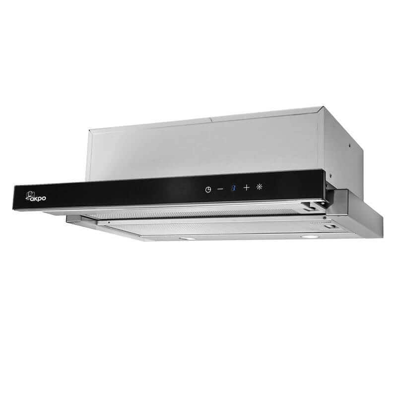 Okap podszafkowy teleskopowy AKPO WK-7 LIGHT GLASS TOUCH 60 INOX CZARNY front czarne szkło, dotykowy — zdjęcie 1 z 3