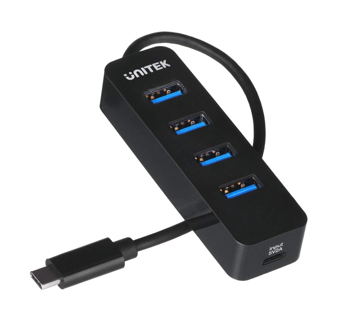 UNITEK HUB USB-C 4XUSB-A 3.1, AKTYWNY, 10 W, H1117B — zdjęcie 1 z 5