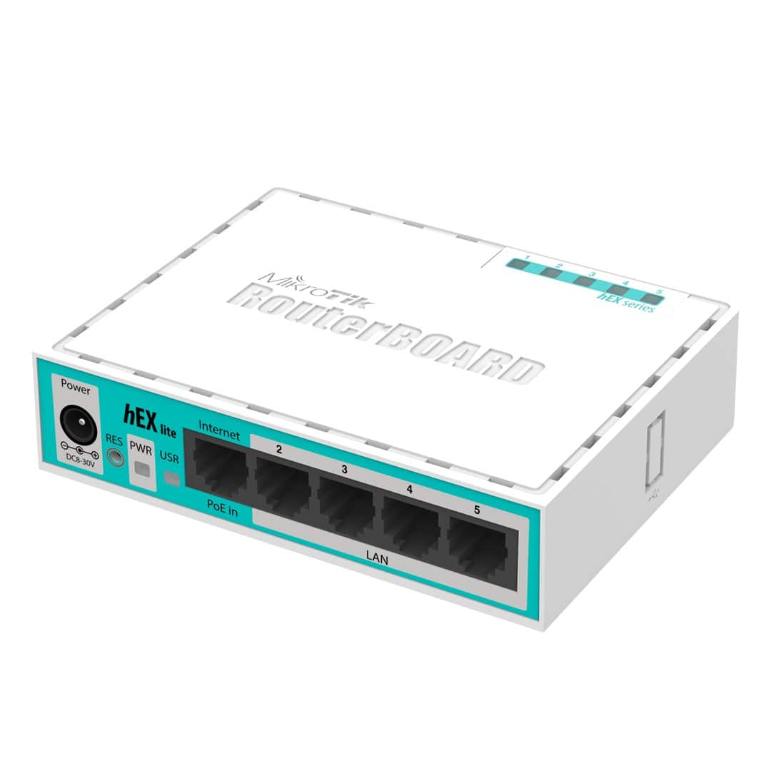 Router Mikrotik hEX lite (RB750r2) Total Ethernet  Ports:5; Architecture:MIPSBE; CPU core:1 — zdjęcie 1 z 2