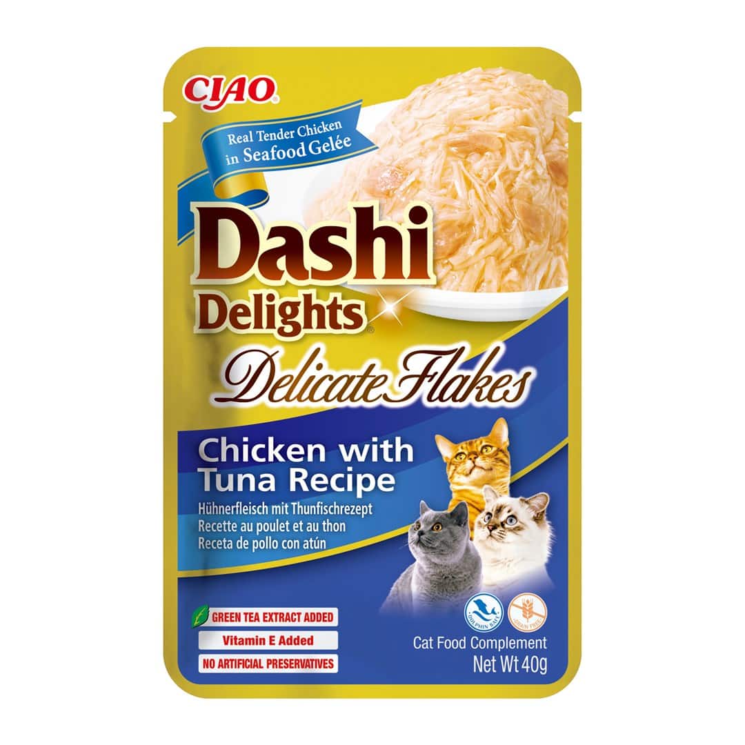 INABA CAT DASHI DELIGHTS FLAKES CHICKEN TUNA 40g — zdjęcie 1 z 6