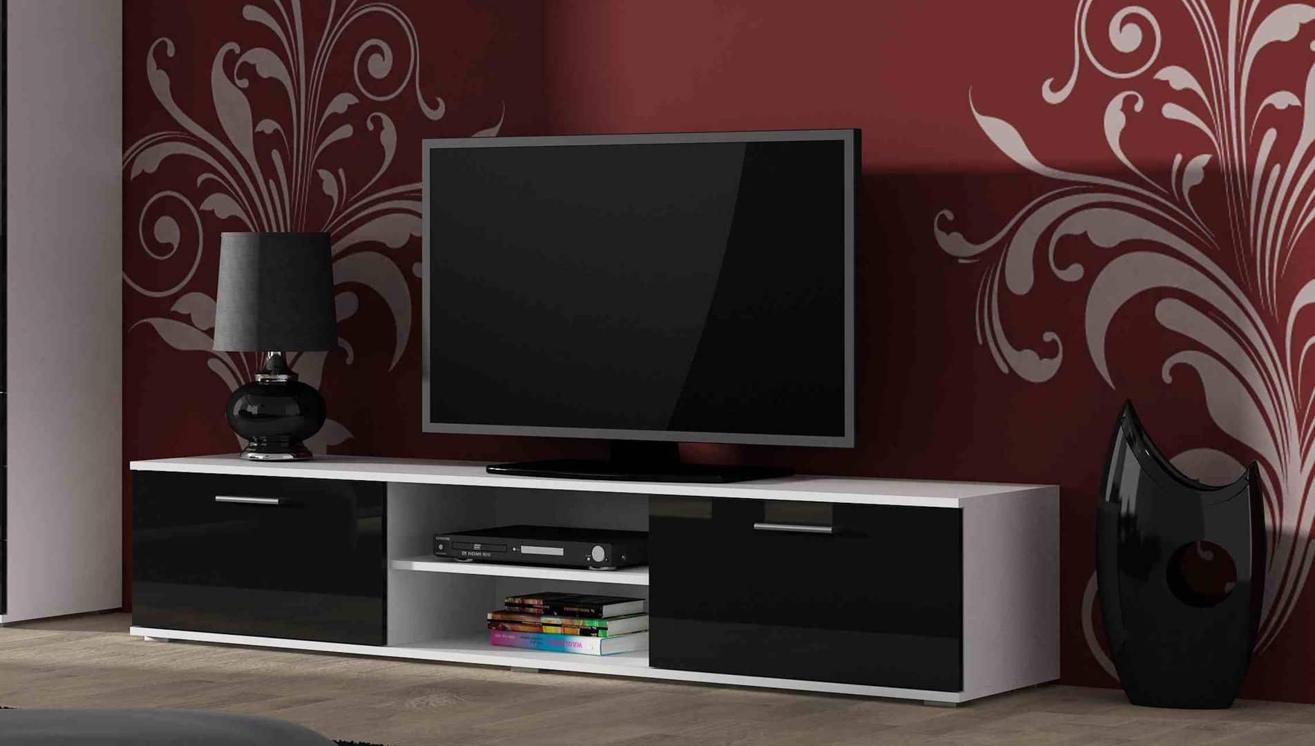 Szafka RTV SOHO 180 biały/czarny połysk — zdjęcie 1 z 8