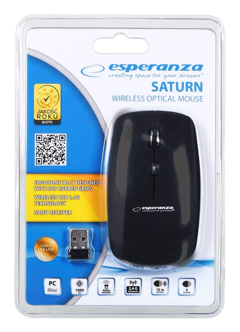 Mysz Esperanza EM120K - Optyczna, 1600 DPI, Czarna — zdjęcie 1 z 2