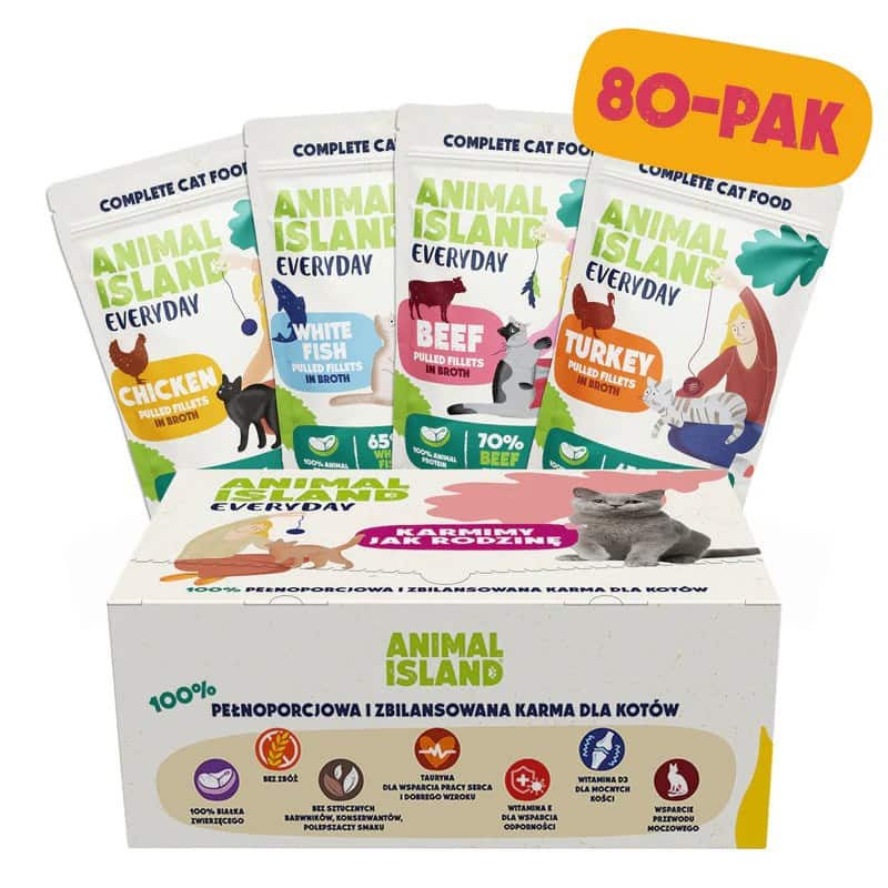 ANIMAL ISLAND wołowina/kurczak/indyk/ryba mix smaków 80x85g — zdjęcie 1 z 2