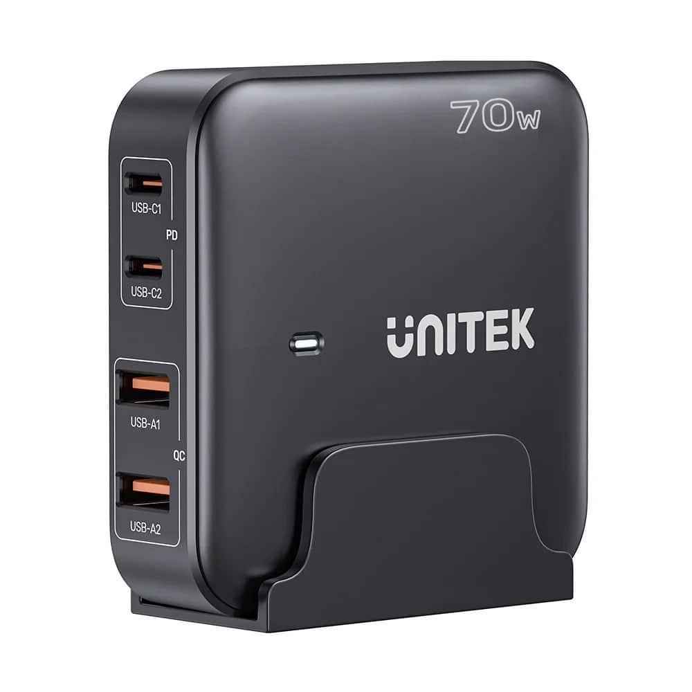UNITEK ŁADOWARKA BIURKOWA GAN 70W 2XUSB-A 2XUSB-C — zdjęcie 1 z 8