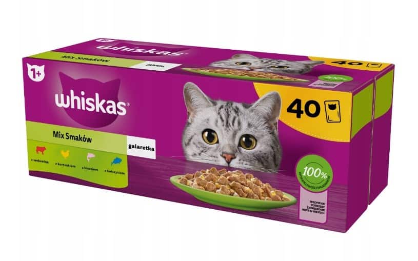 WHISKAS Mix smaków w galaretce - mokra karma dla kota - 40x85 g — zdjęcie 1 z 3