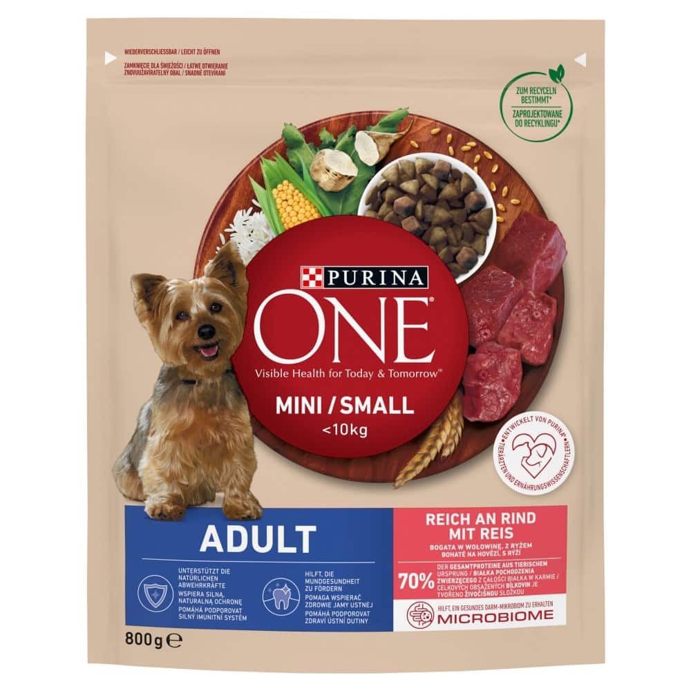 PURINA One Mini Adult Wołowina, ryż - sucha karma dla psa - 800 g — zdjęcie 1 z 7