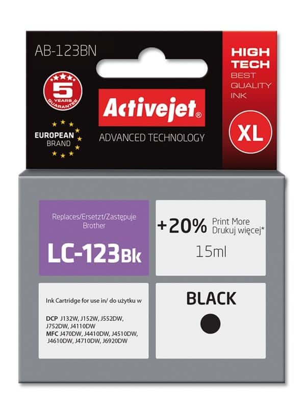 Activejet AB-123BN Tusz Zamiennik 15ml Czarny