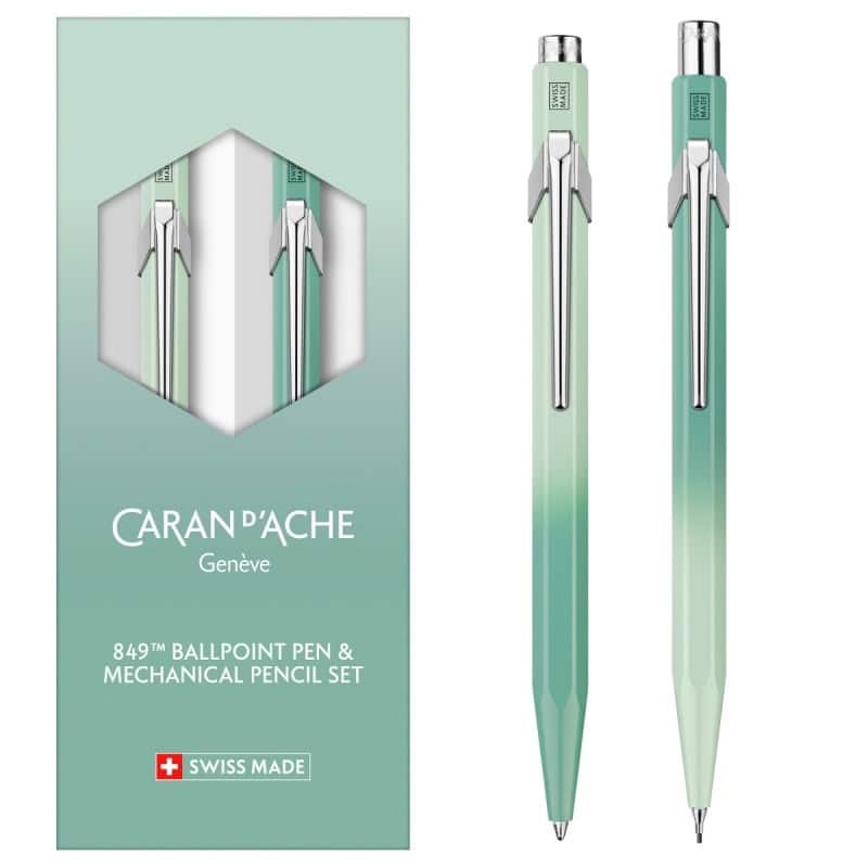 Caran d’Ache Zestaw Długopis szwajcarski 849 i ołówek automatyczny 844, Misty Forest, kolor zielony. — zdjęcie 1 z 4