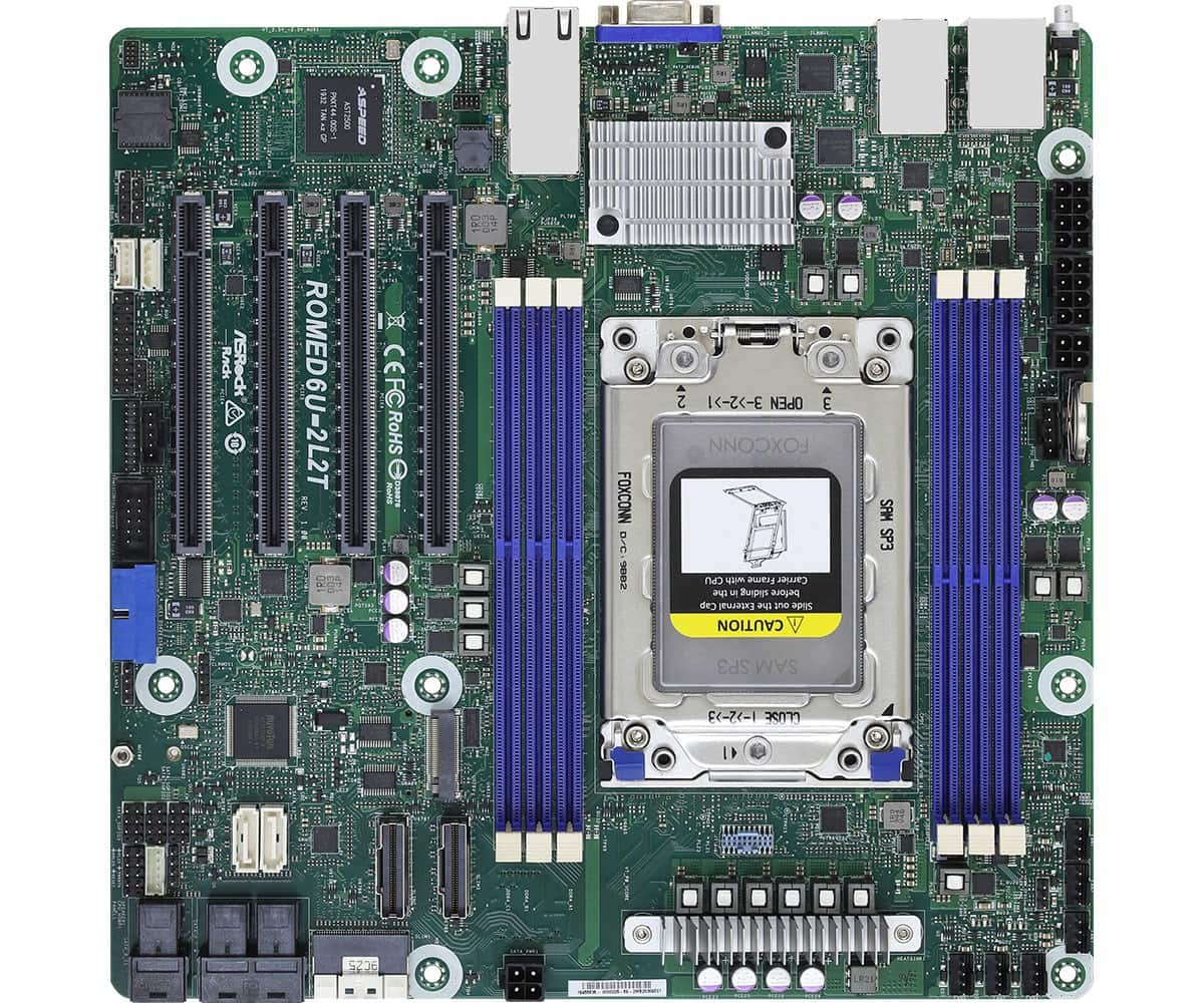 Płyta główna ASRock ROMED6U-2L2T 1x SP3 AMD Epyc 7000 SoC (SATA, NVMe, 2xM.2, 2xGbE, 2x10GbE, IPMI) — zdjęcie 1 z 4