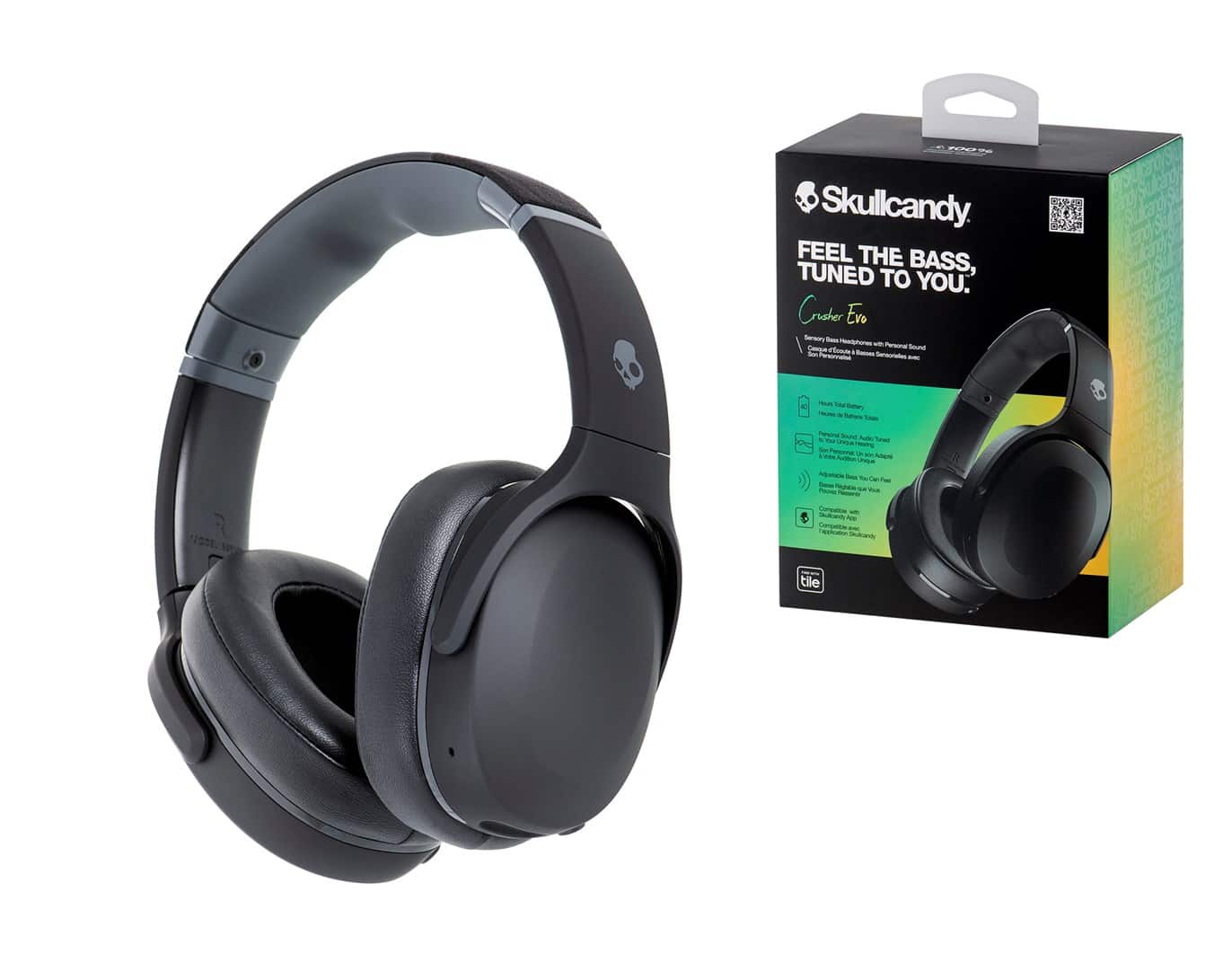Skullcandy Crusher Evo Wireless True Black - Nagłowne Bluetooth — zdjęcie 1 z 8