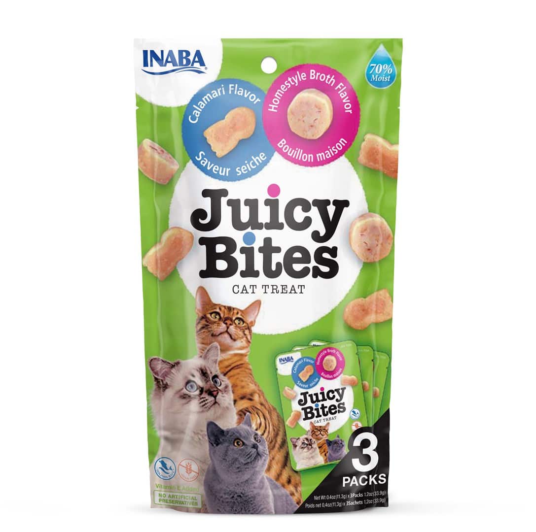 INABA Juicy Bites O smaku domowego bulionu i kalmara - przysmak dla kota - 3x11,3 g — zdjęcie 1 z 7