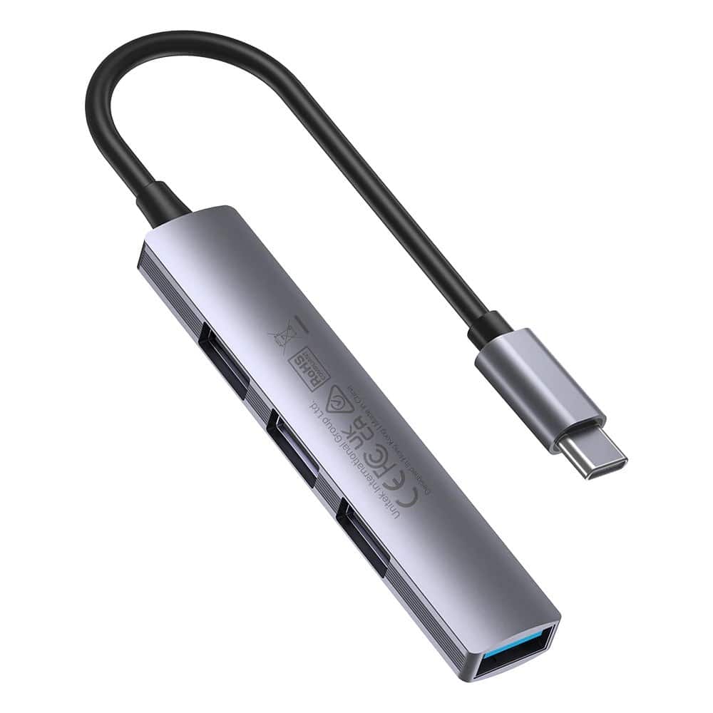 UNITEK HUB USB-C 1XUSB-A 5 GBPS, 3XUSB-A 2.0 ALU — zdjęcie 1 z 3