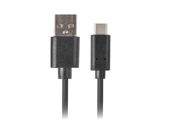 Kabel Lanberg QC 3.0 CA-USBO-20CU-0010-BK (USB 2.0 typu A - USB typu C ; 1m; kolor czarny) — zdjęcie 1 z 2
