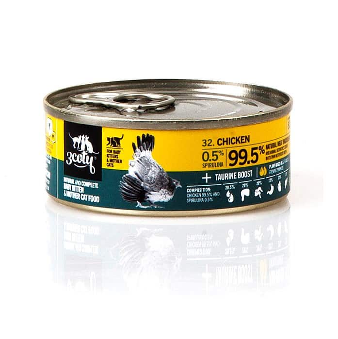 3Coty CHICKEN with Spirulina for Baby Kittens and Feeding Mother Cats 80g — zdjęcie 1 z 8