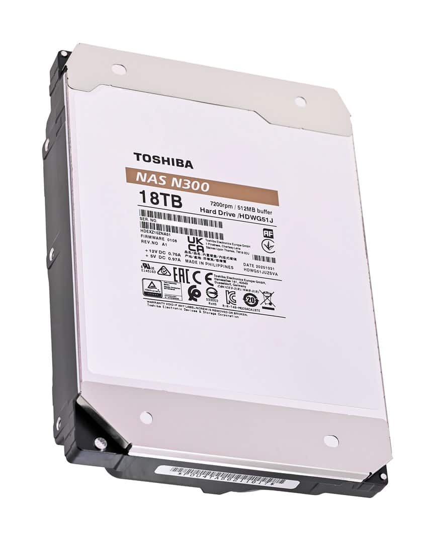 HDD Toshiba N300 18TB 3,5" SATA HDWG51JUZSVA BULK — zdjęcie 1 z 6