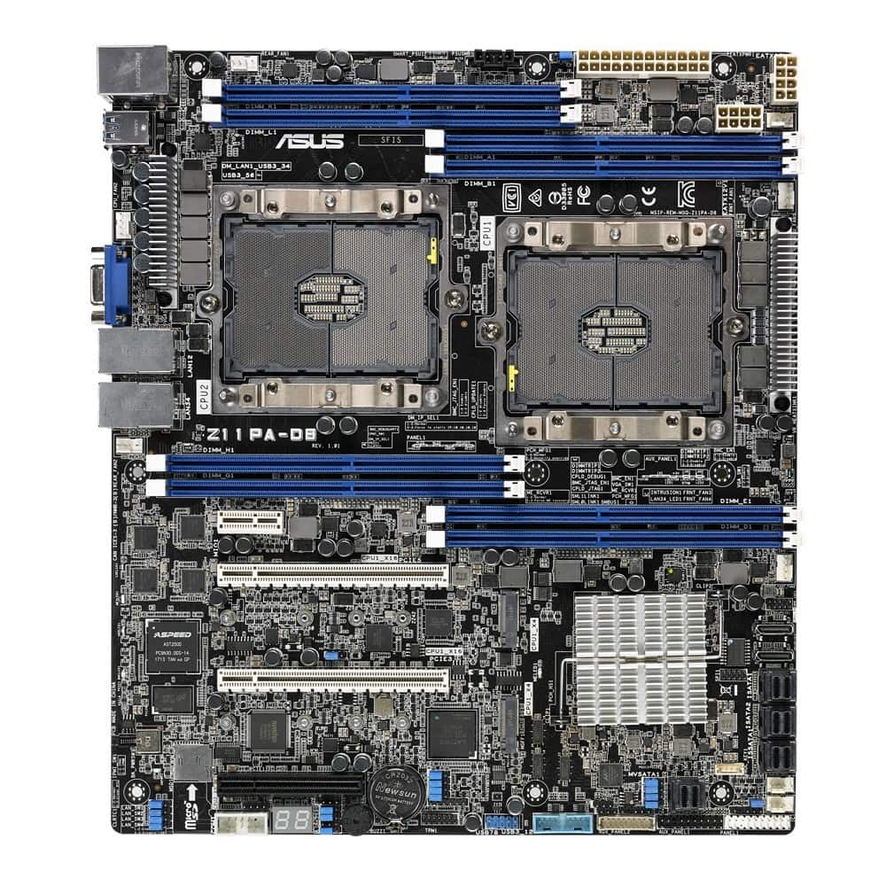 Płyta Serwerowa ASUS Z11PA-D8(+AMSB9-iKVM) 2xSocket P (LGA 3647) ,  C621, 8xDIMM, 3PCIe, 14SATA+2M.2, 4*i210AT+1Mgt LAN, IPMI, ATX-like (12x10.5) — zdjęcie 1 z 3