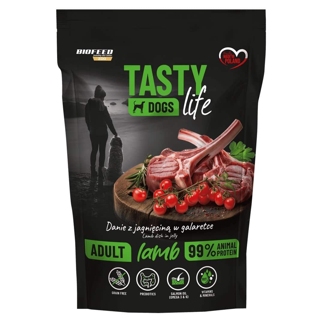 BIOFEED Tasty dog life jagnięcina 90% saszetka 500g