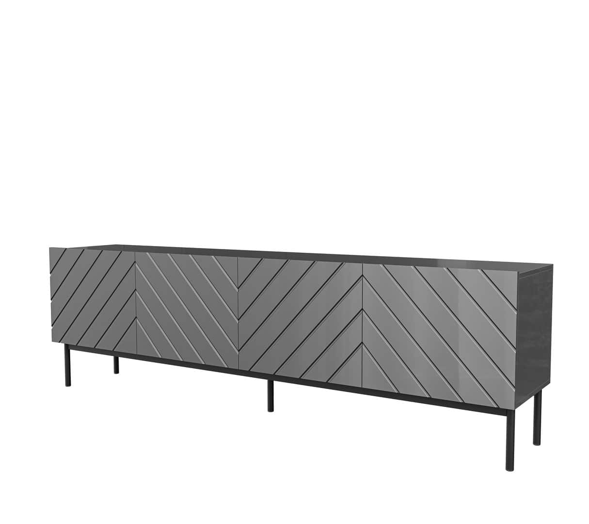 Szafka RTV ABETO 200x42x60 grafit/grafit połysk — zdjęcie 1 z 2