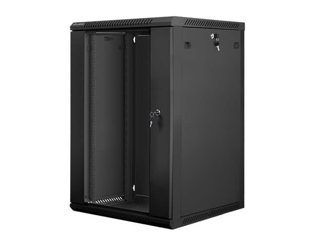 Szafa rack Lanberg WF01-6618-10B (18U; 901mm / 600mm / 600 mm; wisząca; Szklane; 19''; kolor czarny) — zdjęcie 1 z 3