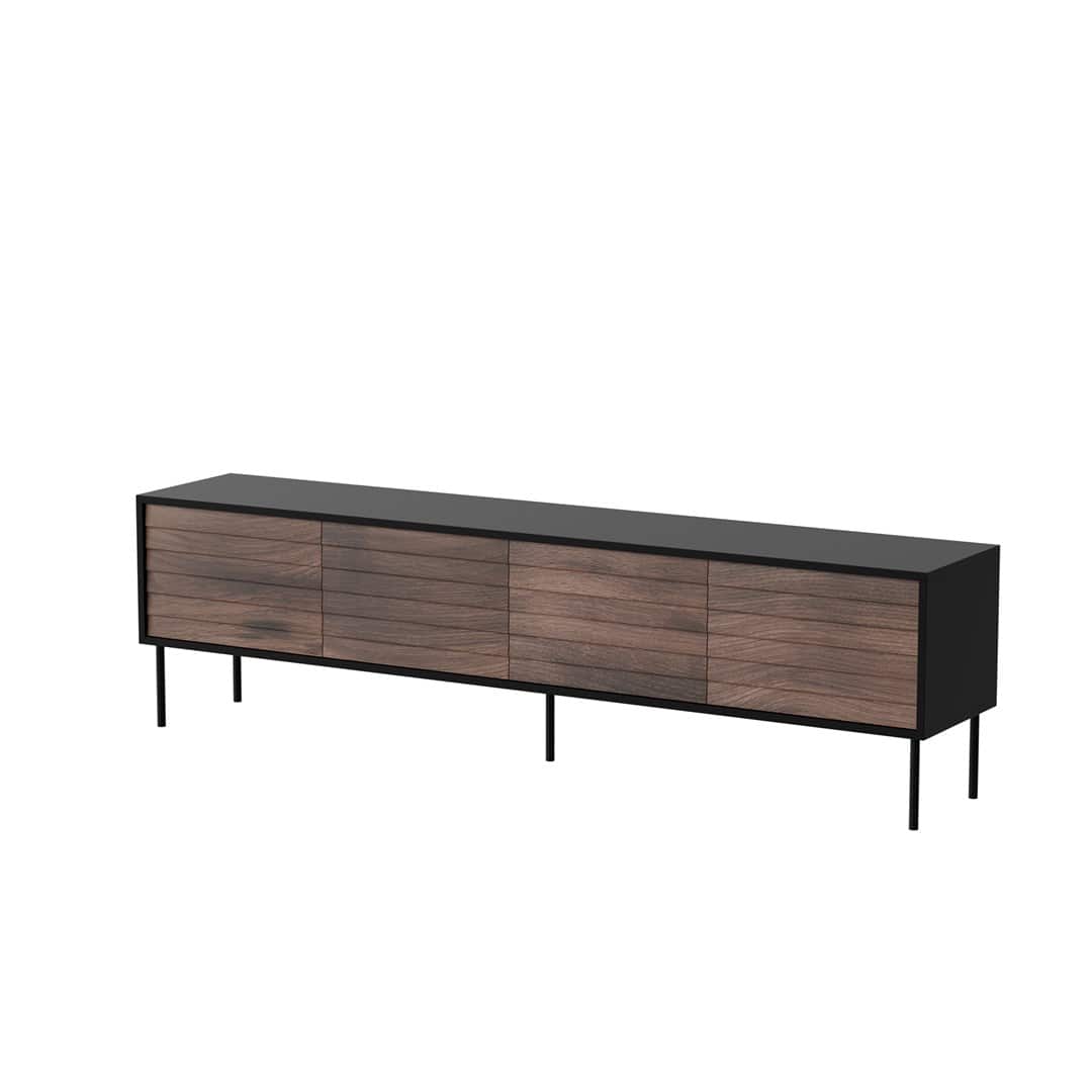 Szafka RTV 4D CORTINA 200x40x55 czarny/orzech — zdjęcie 1 z 4