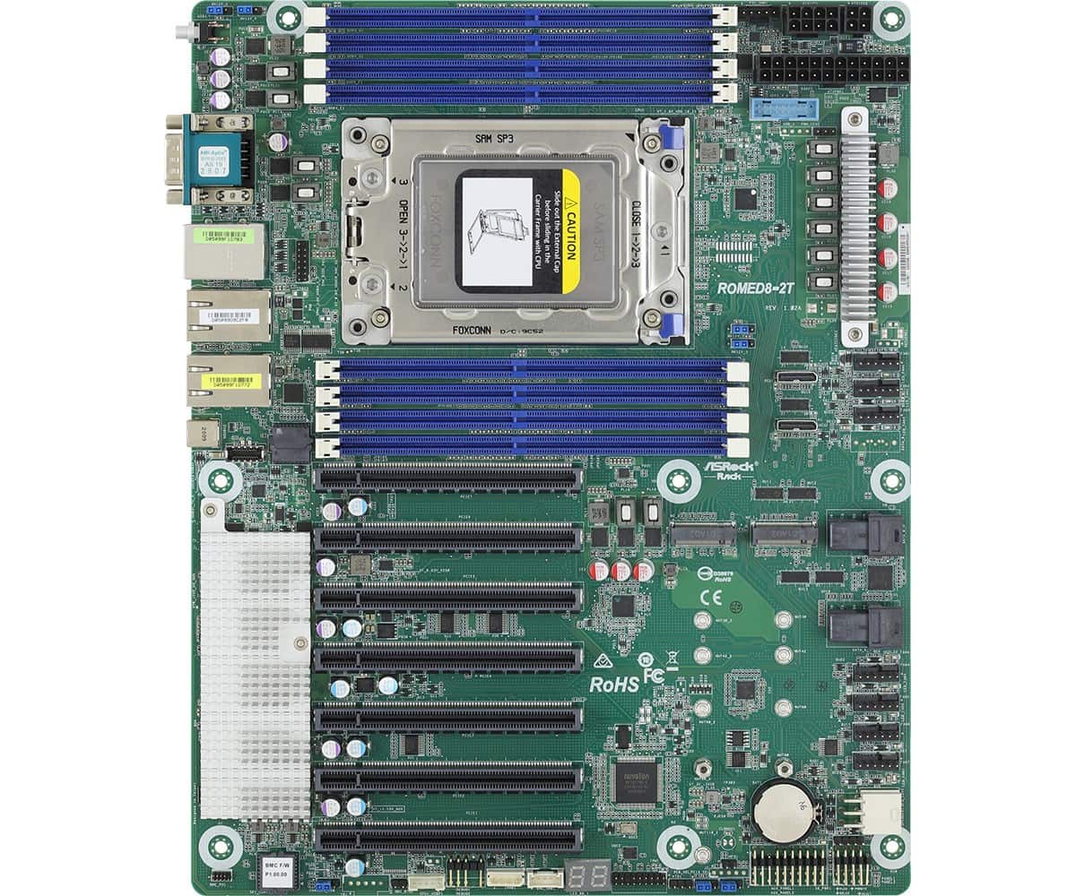 Płyta główna ASRock ROMED8-2T 1x SP3 AMD Epyc 7000 SoC (SATA, NVMe, 2xM.2, 2x10GbE, IPMI) — zdjęcie 1 z 4