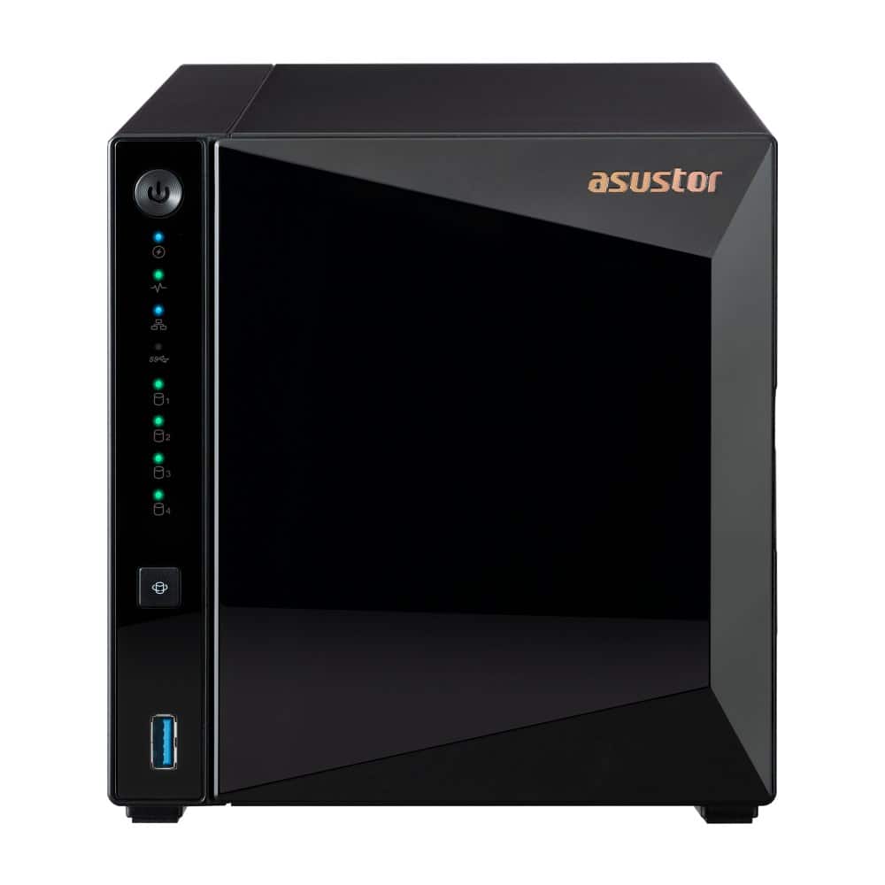 NAS Asustor AS3304T v2; Tower; 4x (3.5" SATA HDD/ 2.5" SSD); Realtek RTD1619B, 2GB DDR4, 1x 2.5GbE, 3x USB 3.2 — zdjęcie 1 z 6