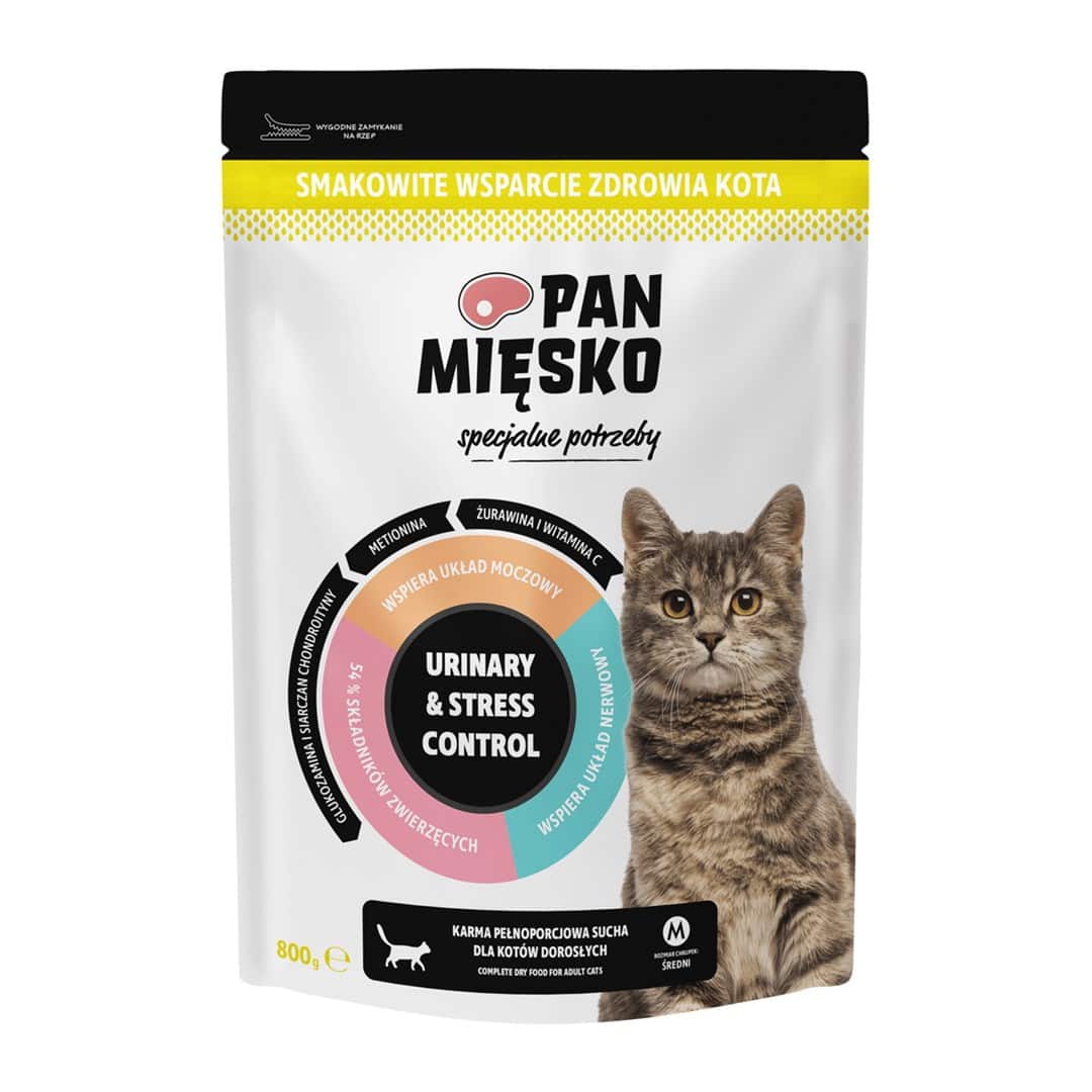 Pan Mięsko Karma sucha dla kota Specjalne potrzeby Urinary & Stress Control  (dorosły) 800g