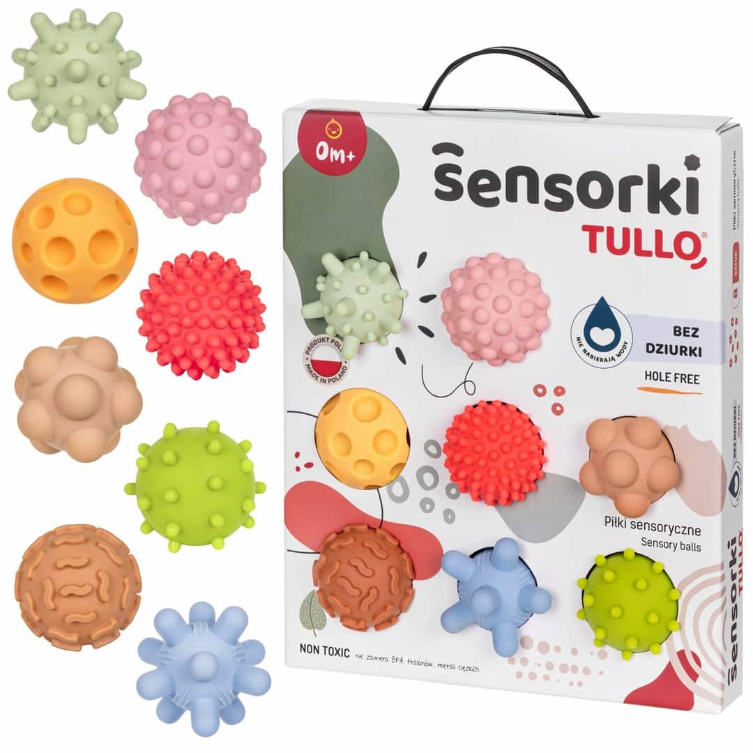 TULLO Piłki sensoryczne bez dziur, pastelowe 8 szt. — zdjęcie 1 z 3
