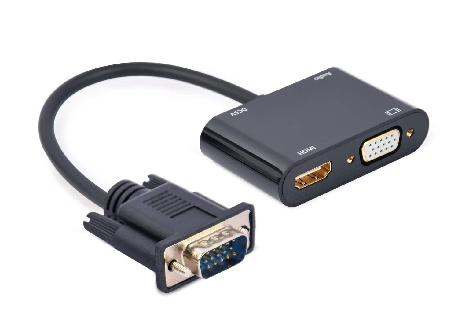 GEMBIRD KONWERTER SYGNAŁU VGA DO HDMI + VGA 0,15M, CZARNY — zdjęcie 1 z 8