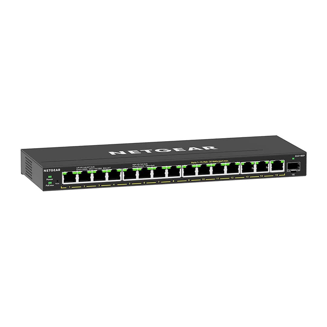 Switch Netgear GS316EP-100PES 16p PoE 180W Unmanaged — zdjęcie 1 z 6