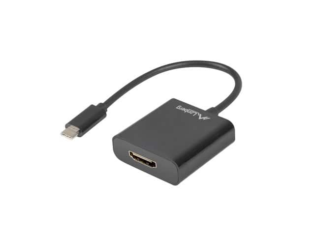 Adapter Lanberg AD-UC-HD-01 (USB typu C M - HDMI F; 0,15m; kolor czarny) — zdjęcie 1 z 2