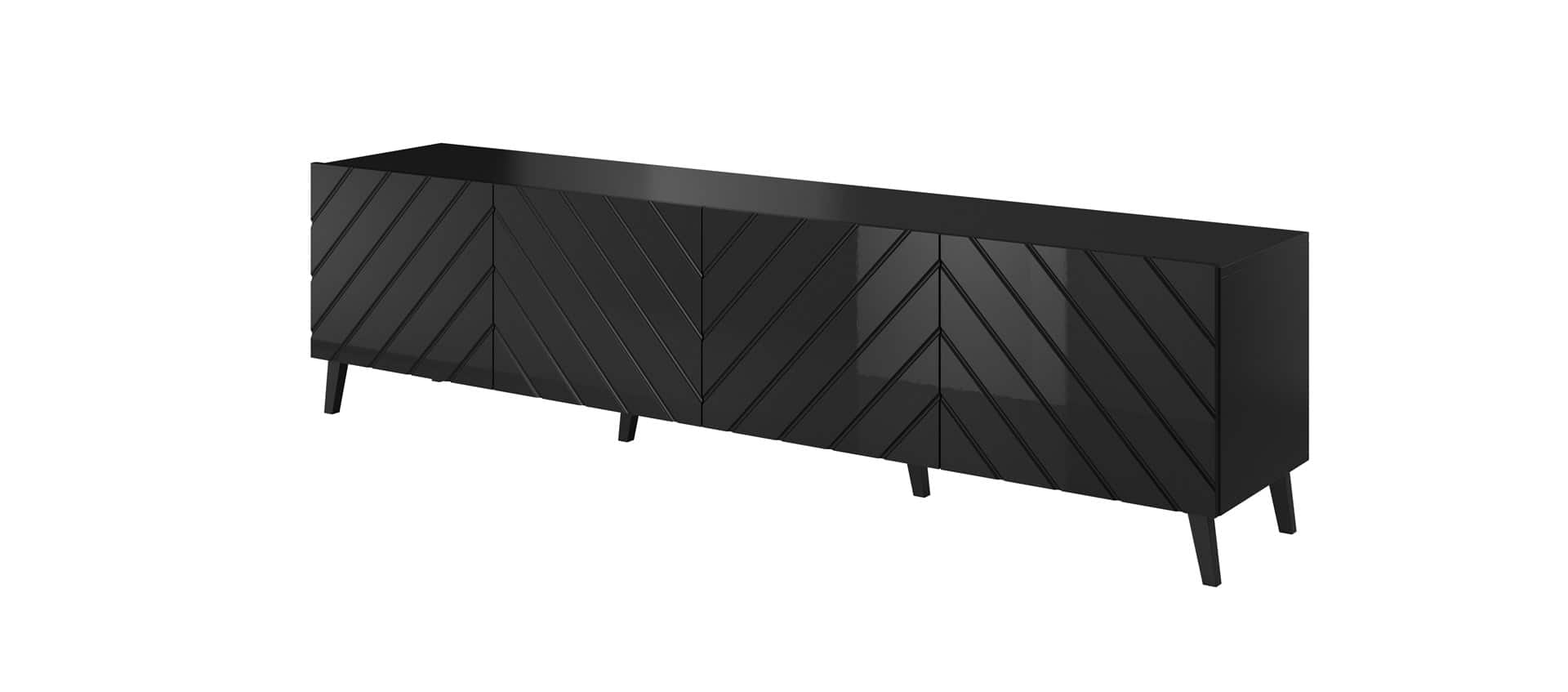 Szafka RTV ABETO 200x42x52 czarny/czarny połysk — zdjęcie 1 z 4