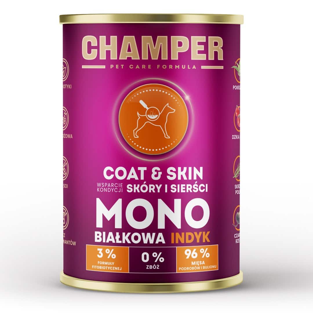 CHAMPER COAT&SKIN MONOBIAŁKOWA łosoś mokra karma dla psa 400g