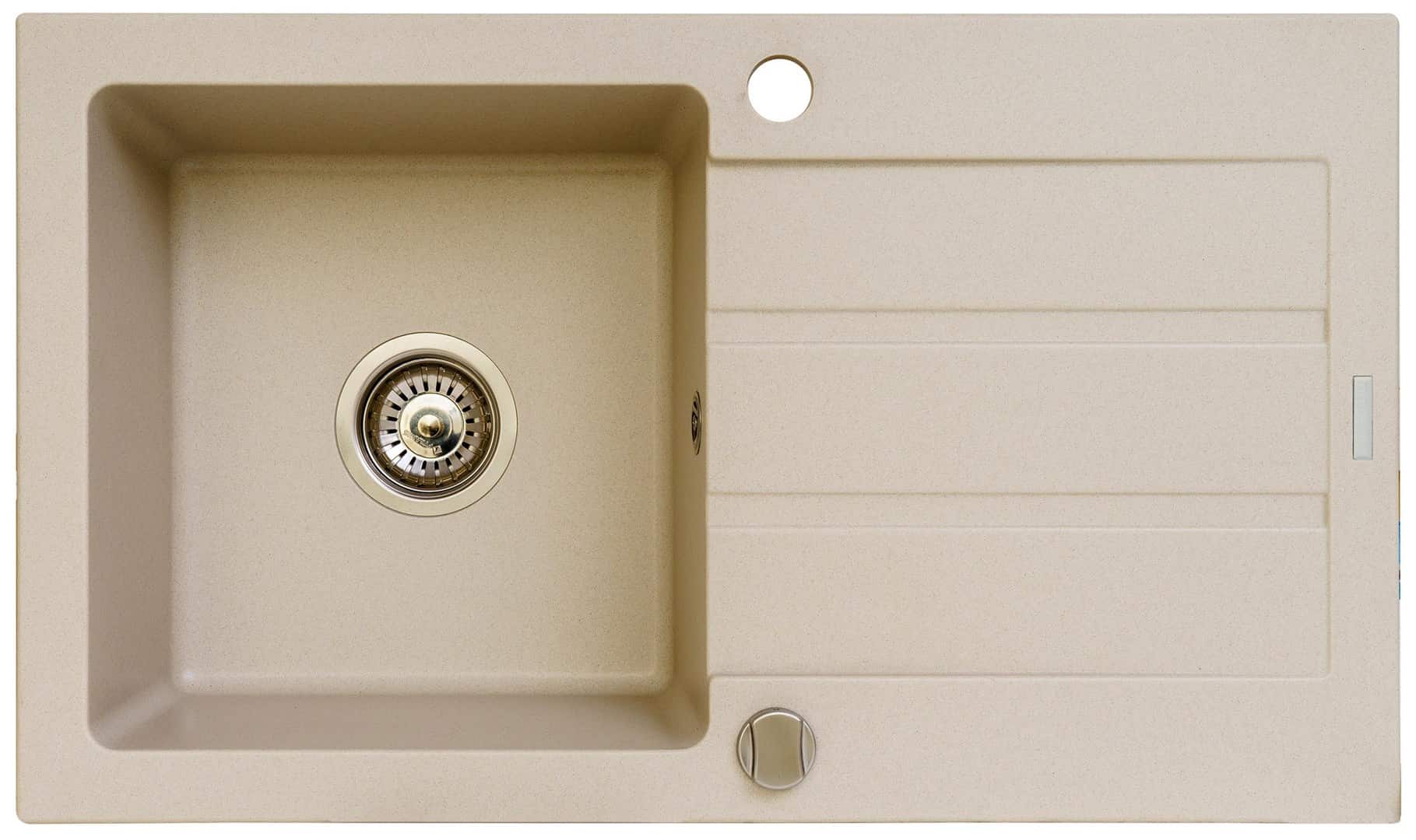 Zlewozmywak granitowy jednokomorowy z ociekaczem Maidsinks 76x44 1B 1D beż piaskowy (Pyragranit; kolor beżowy) — zdjęcie 1 z 2