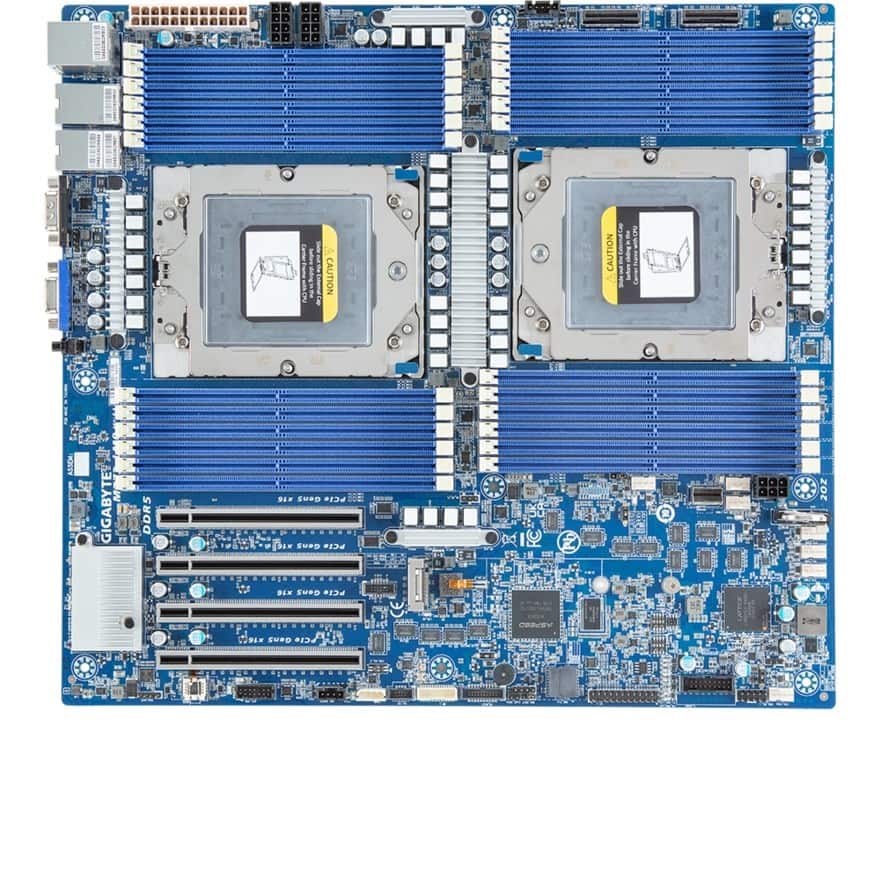 Płyta główna Gigabyte MZ73-LM0 2x SP5 AMD Epyc 9004 Soc (24x DIMM, 2x MCIO 8i, 1x SlimSAS (4x SATA), 1xM.2, 2x10Gbe, IPMI, E-ATX) — zdjęcie 1 z 4