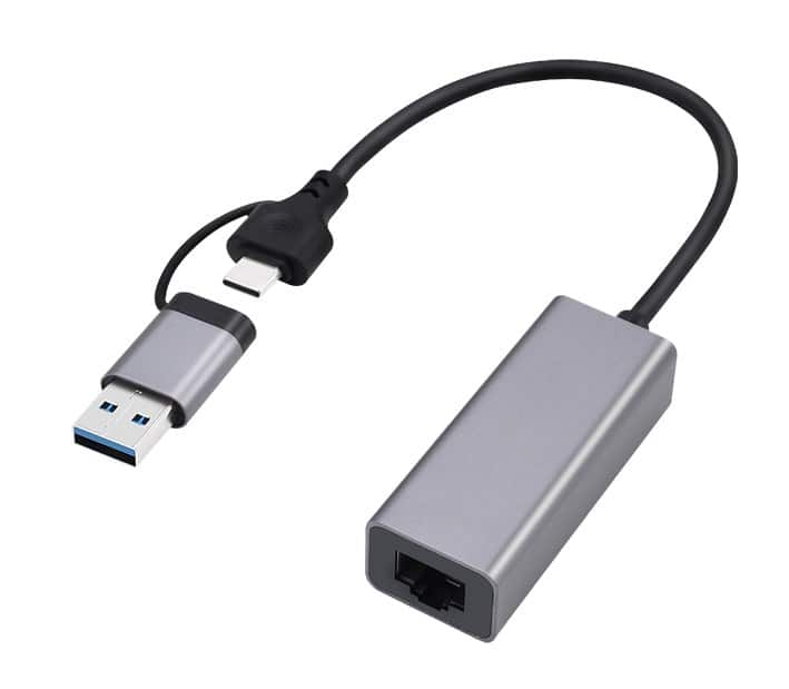 GEMBIRD KARTA SIECIOWA USB 3.1 + TYPE-C DO LAN 2.5GB/S SZARY — zdjęcie 1 z 2
