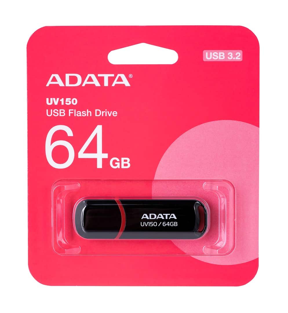 Pendrive ADATA UV150 AUV150-64G-RBK (64GB; USB 3.0; kolor czarny) — zdjęcie 1 z 6