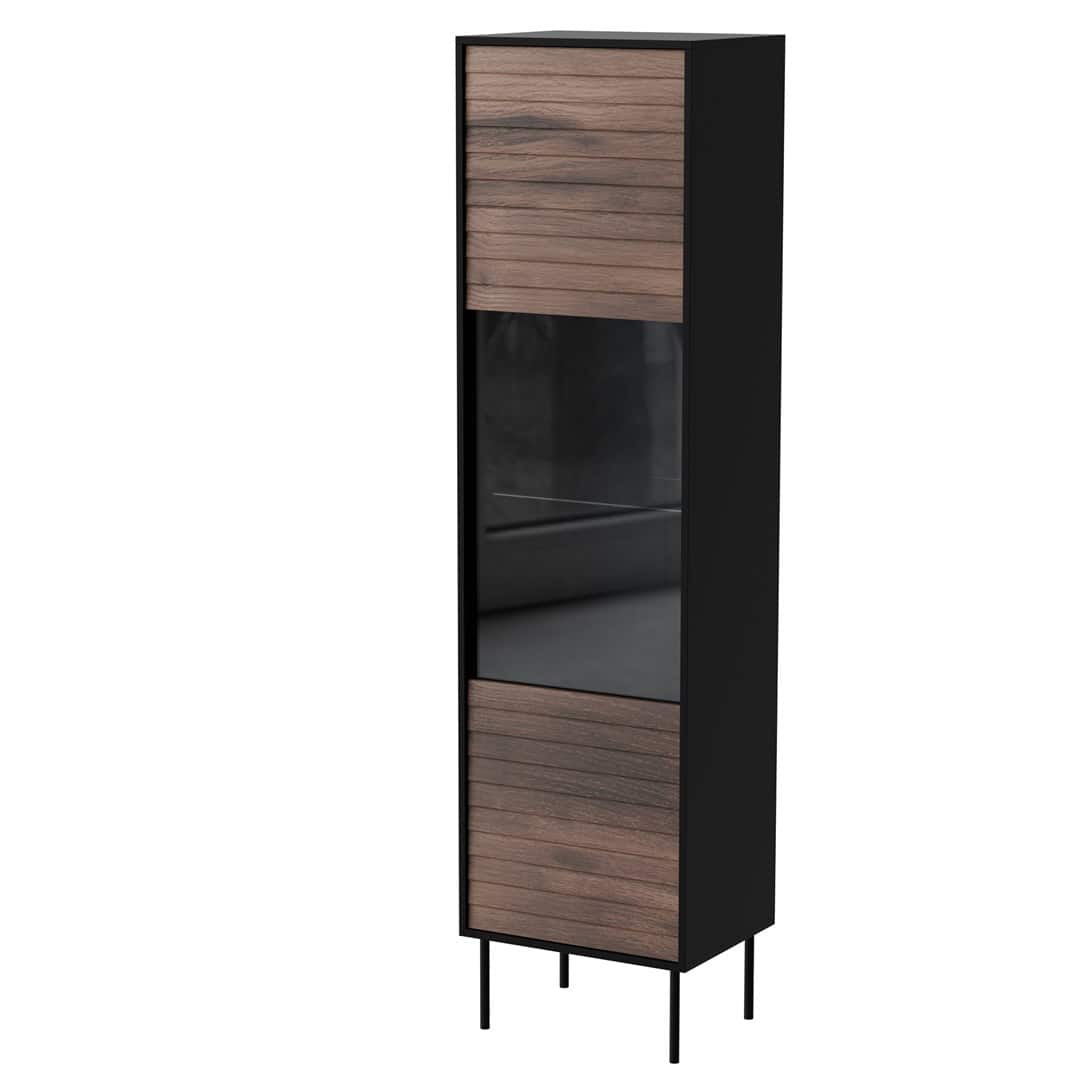 Witryna CORTINA 53x40x182 czarny/orzech — zdjęcie 1 z 4