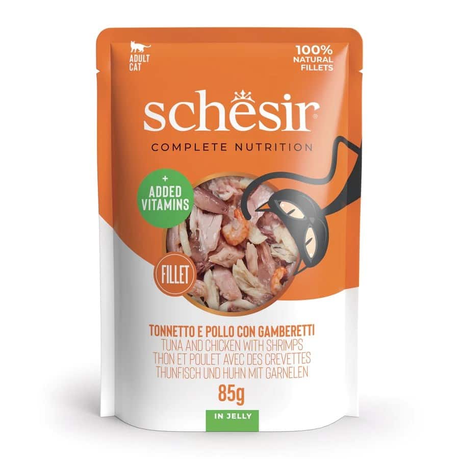 SCHESIR Adult Tuńczykiem AND Kurczak z SHRIMPS 85g — zdjęcie 1 z 2